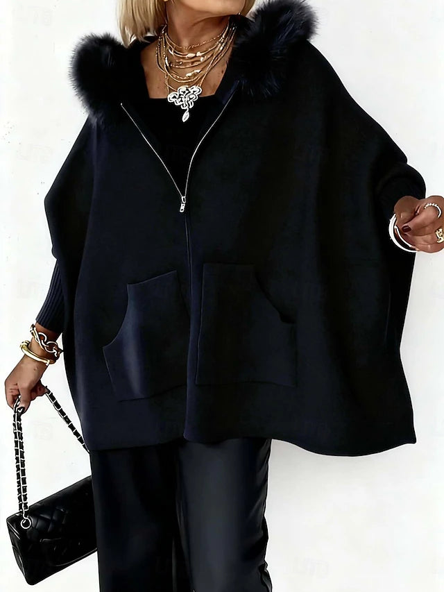 Giacca invernale con cappuccio peloso